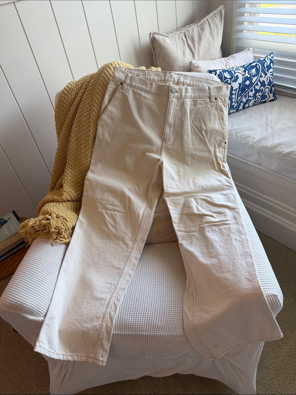 PacSun Men’s Baggy Utility Pants in Light Cream